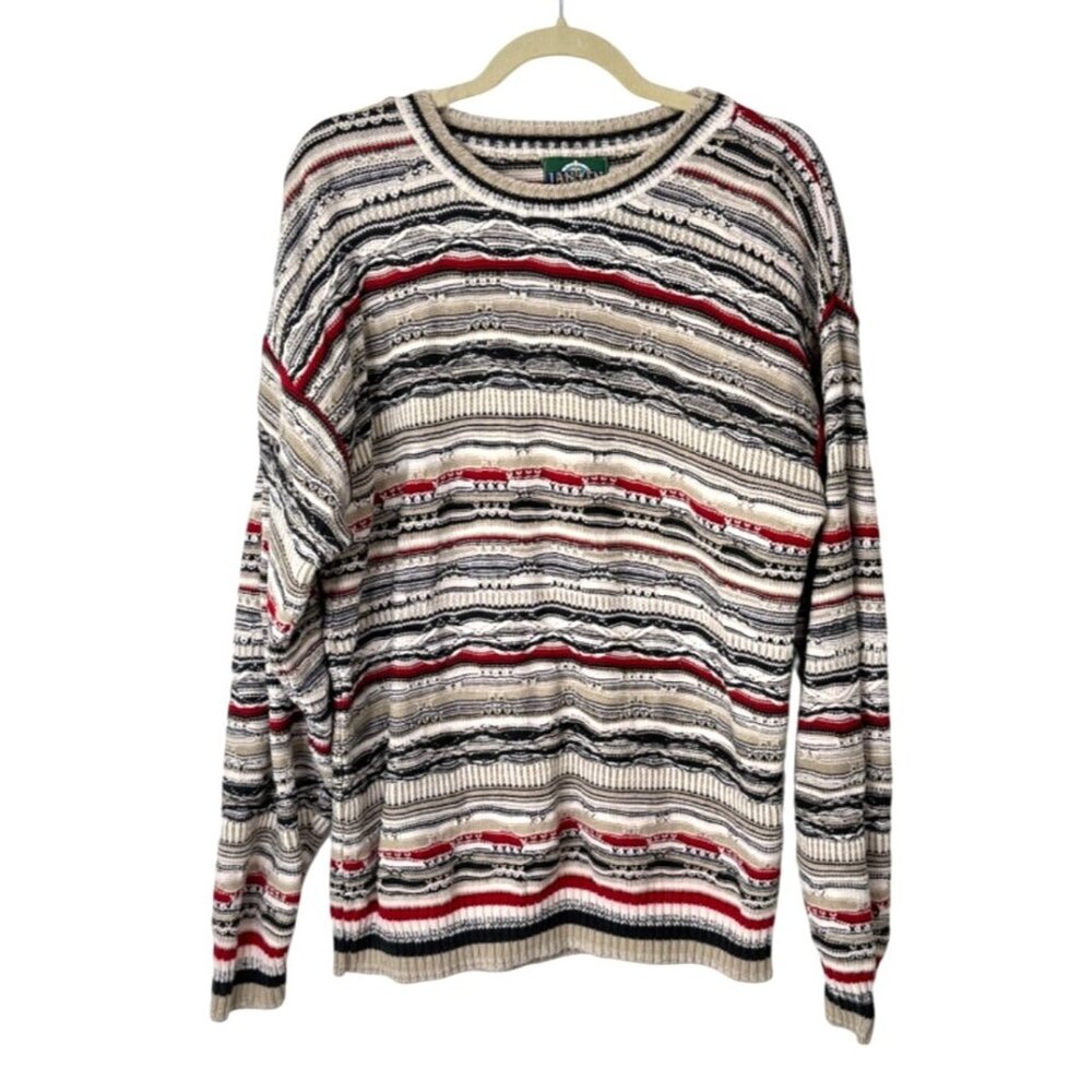 Jantzen Mens Size M Pullover Sweater Striped Multicolor Made In USA Vintage